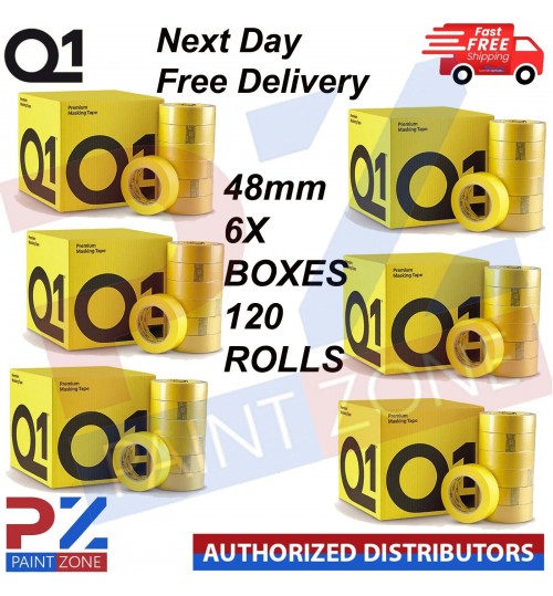 6X Q1 MASKING TAPE PREMIUM AUTOMOTIVE 48mm x 50mm - Next Day Free DELIVERY